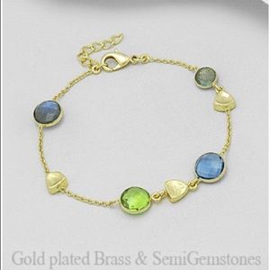 18K Gold Over Brass w Lab Iolite and Lab Peridot